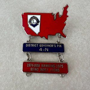 Vintage 1970s Nevada Lion's Club District Governor's enamel tie tack lapel pin